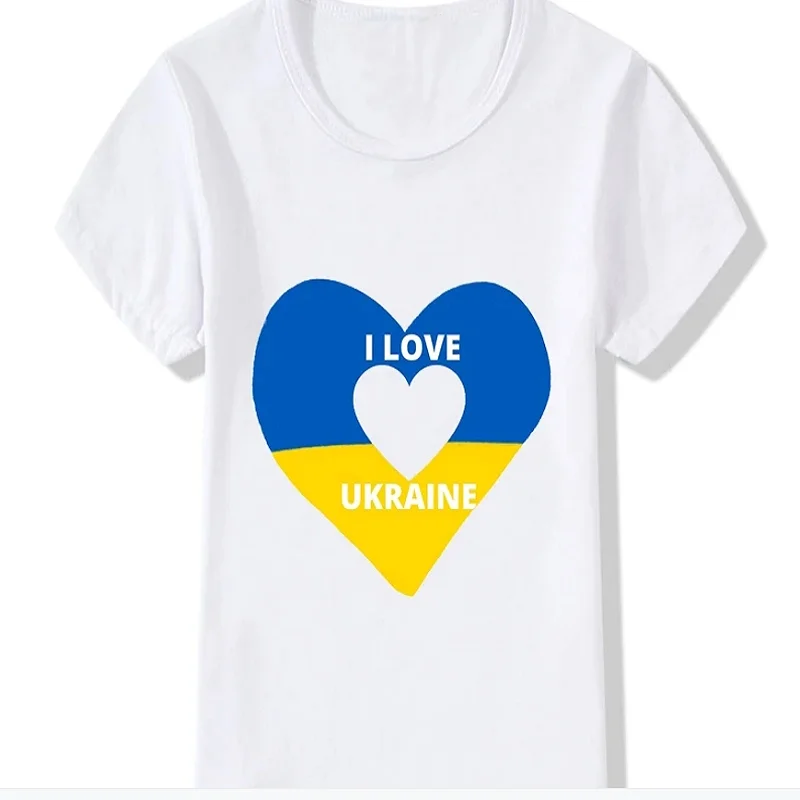 Hot Sale Funny Summer Ukraine T-shirt Cute Boys Girls T-shirts Kid Children Anime Gift Present Little Baby  Clothes T-shirts Top
