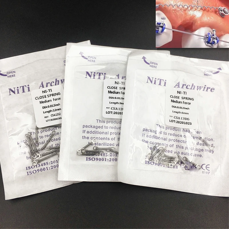 Dental Orthodontic Single Anterior Teeth Torque Spring Orthodntics Niti Open Close Coil Spring Dental Materials Dia 010/012