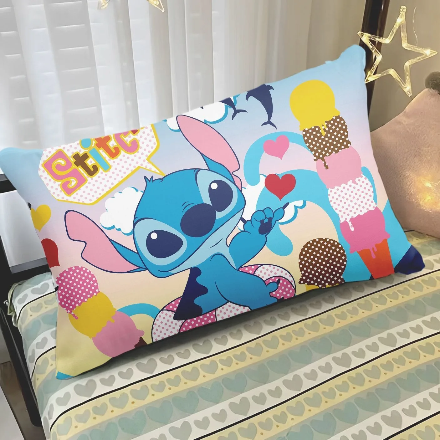 Disney Lilo and Stitch pillowcase children's student sleeping pillowcase sofa cushion cover suitable for room home decoration 4
