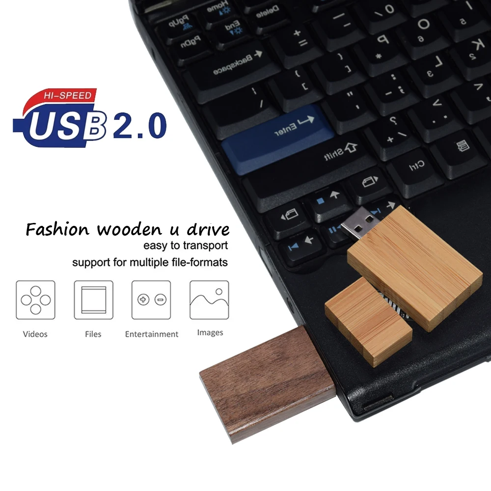 나무 USB + 박스 플래시 드라이브 플래시 디스크 Pendrive 4GB 8GB 16GB 32GB 64GB 128GB 메모리 스틱 사진 선물