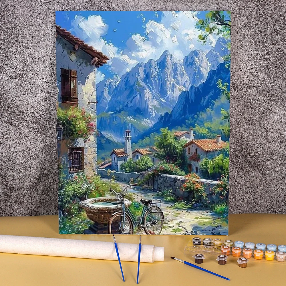 Paesaggio moderno arte della parete 40x50cm autunno foresta pittura da te con numeri su tela