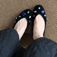 Luxury Colorful Gemstone Flats Women Comfortable Round Toe Shallow Suede Loafers for Ladies Elegant Brand Designer Casual Shoes - Image 5