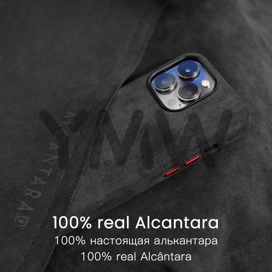 Фото Магнитный чехол с алькантарой для iPhone 15 Pro Max 14 13 12 mini, Роскошные замшевые чехлы для телефона из искусственной кожи Supercar №2