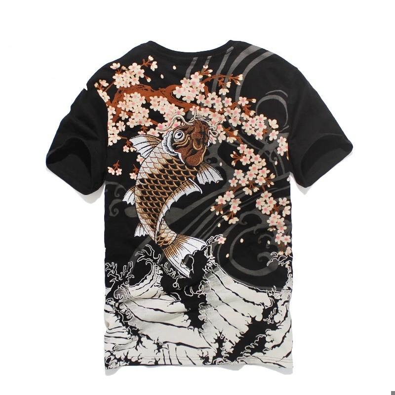 

Футболка мужская Трикотажная с вышивкой, винтажный Повседневный Топ оверсайз из хлопка, с коротким рукавом, в стиле Харадзюку, на лето