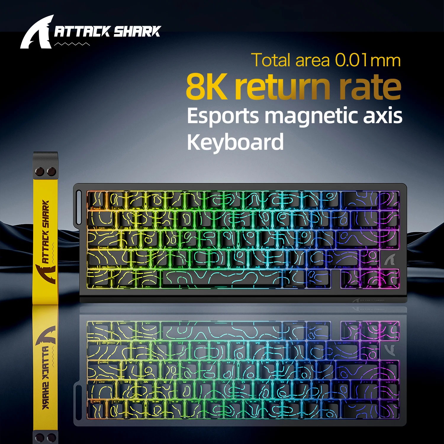 어택 샤크 X68HE RGB 기계식 키보드, 웹 드라이버 지원, 0.01mm 래피드 트리거, 8000Hz 리턴 속도, 0.125ms, 유선 디자인