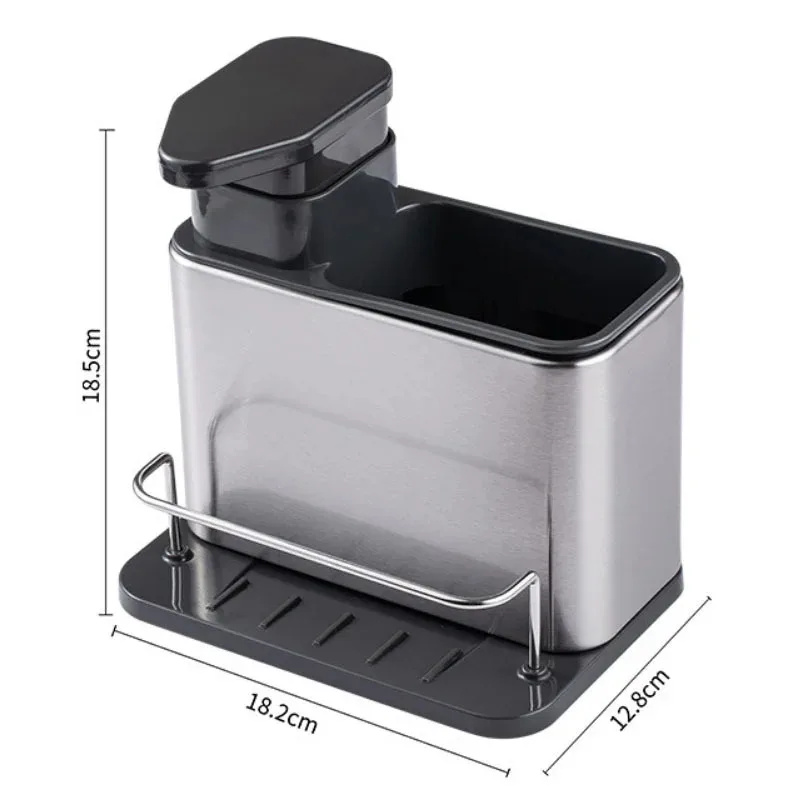 Soap Dispenser 3-in-1 Kitchen Stainless Steel Tableware Soap Dispenser Sponge Holder Sink Organizer Drain Rack Kitchen Sinks
