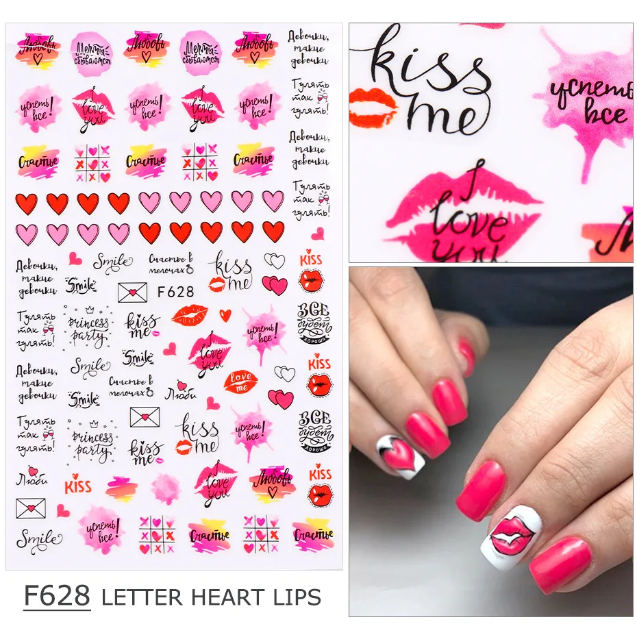 Vibrant Butterfly & Rose Pattern Valentine's Nail Art Stickers