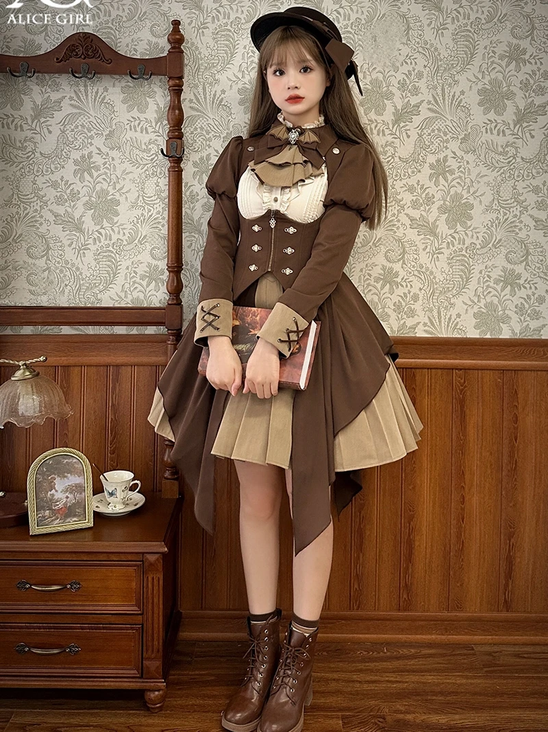 Lolita Detective Deacon Boobie Jacket Long Sleeve Fake Two Piece Dress by Alice girl