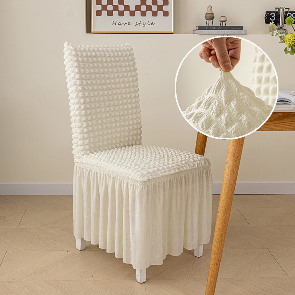 GUYIRT Fundas Para Sillas De Comedor Con Falda, Fundas Elásticas Para Sillas Parson Con Volantes, Elegantes Fundas Para Sillas De Sirsaca, Protector De Muebles Para Comedor, Ceremonia, Fiesta, Color