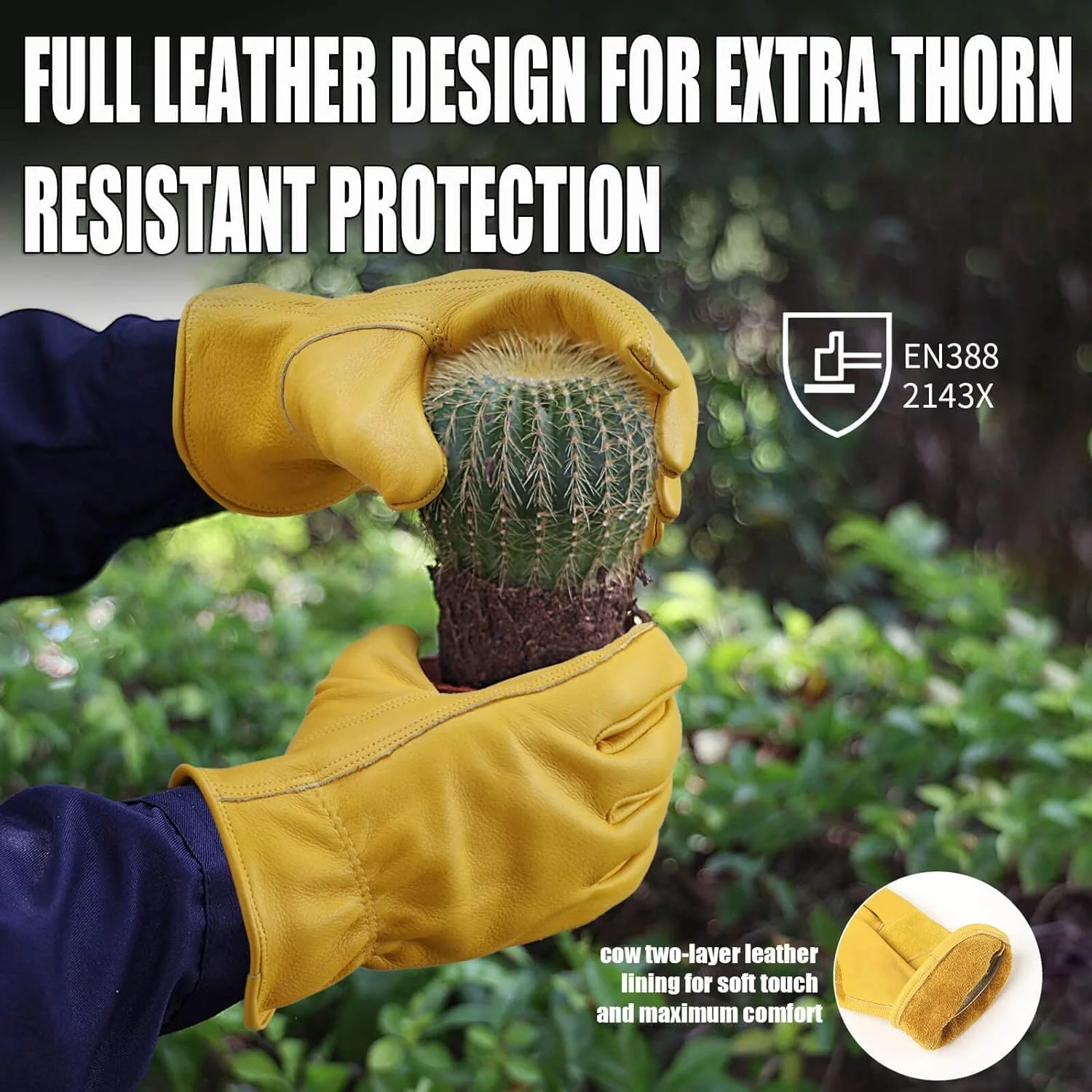 

Leather Work Gloves Flex Grip Stretchable Tough Cowhide Work Gloves