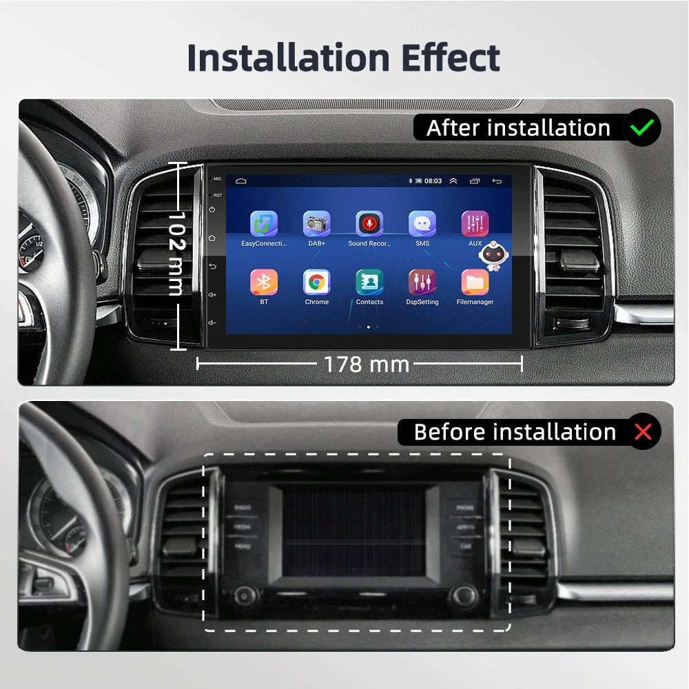 Фото Podofo 8G 128G автомобильное радио GPS 2 din Android 10,0 Авто Carplay Универсальный 7 
