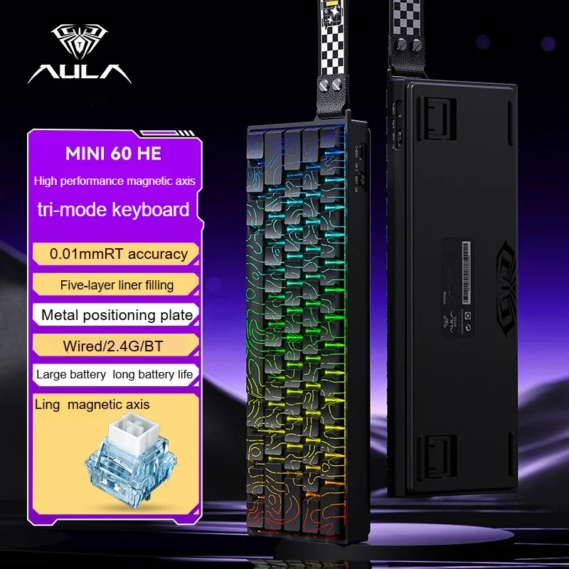 AULA MINI 60HE 마그네틱 키보드 무선 60% 래피드 트리거 8K 리턴 e스포츠 커스터마이징 RGB 마그네틱 스위치 게이밍 키보드