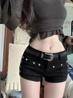 Low-Waist Denim Super-ort orts for Women Summer 2024 Trendy Clubwear Cotton Stretch Fabric Cool Feeling Metal Zipper