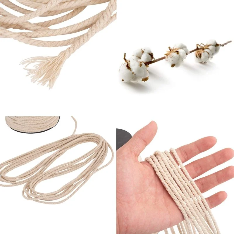 Macrame Cord 3mm 4mm 5mm 6mm 3 Strand Twisted Cotton Cords Rope For Handmade Beige String DIY Home Wedding Wall Hanging Craft cotton rope,macrame cord