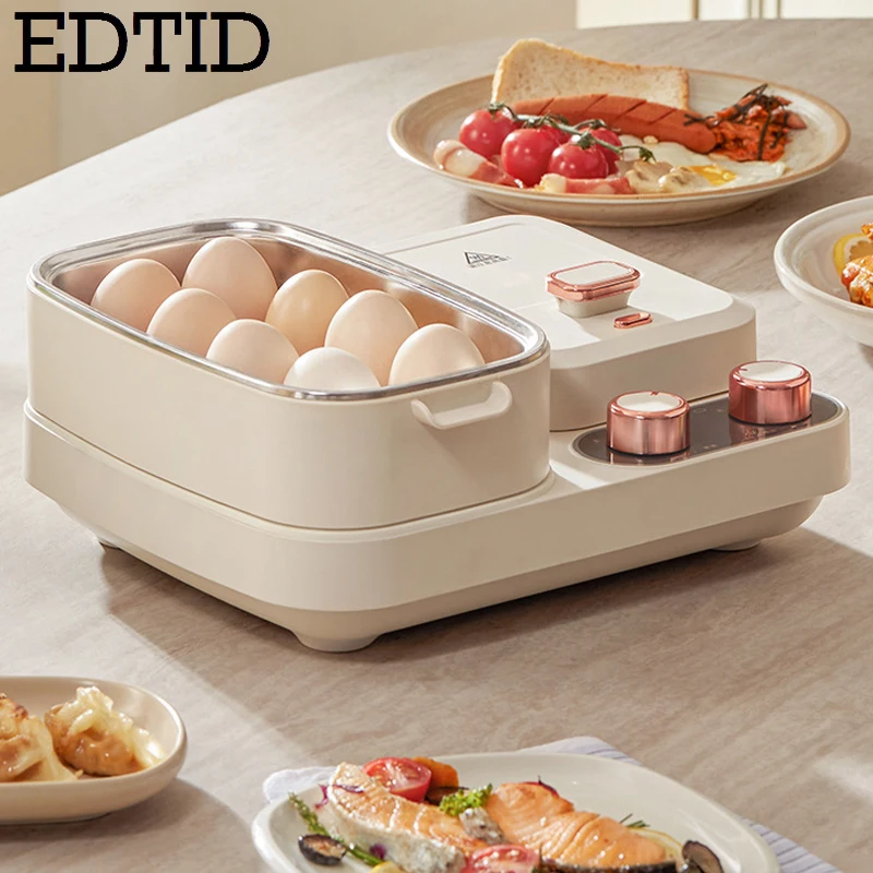 EDTID 3 in 1 Household Breakfast Machine Toaster Baking Machine Sandwich Omelette Fry Pan Electric  Hot Pot Boiler Food Steamer 4