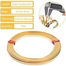 Versatile Brass Flat Bezel Wire for Jewelry Crafting and Gem Wrapping (3mm)