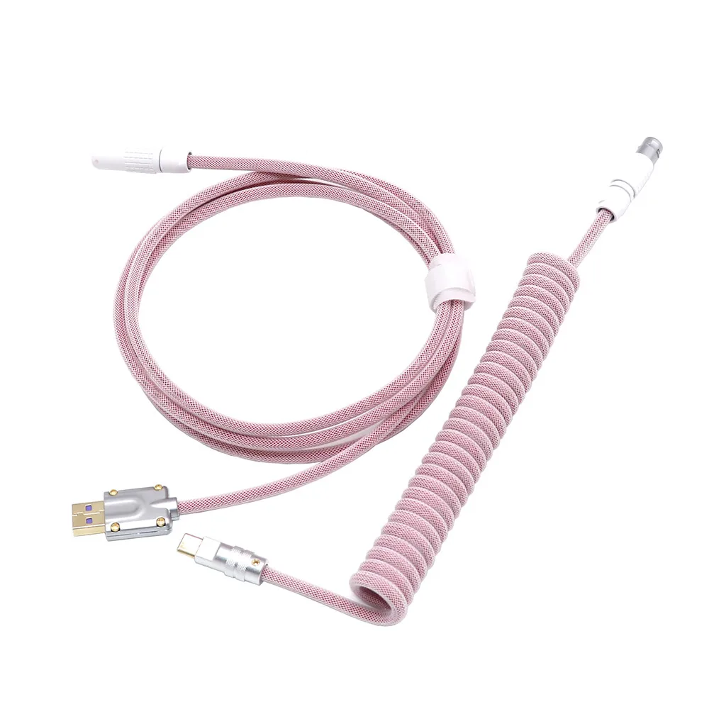 Ouro Chapeado Metal Preto Usb Tipo-c Plug Teclado Mecânico do Jogo Enrolado Cabo Mini Micro l Sprial Mola Cabo Preto Branco 1b - Imagem 6