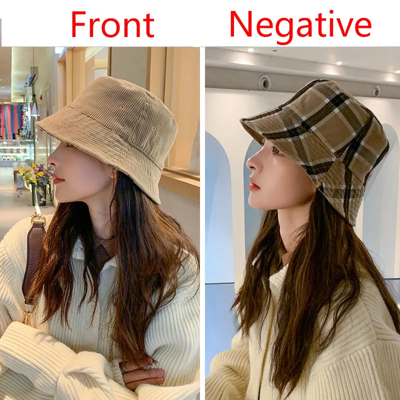 

Fashion Bucket Hats Men Women's Panama Hat Double-sided Plaid Wear Windproof Fisherman Cap Outdoor Fishing Hiking Bucket Hats