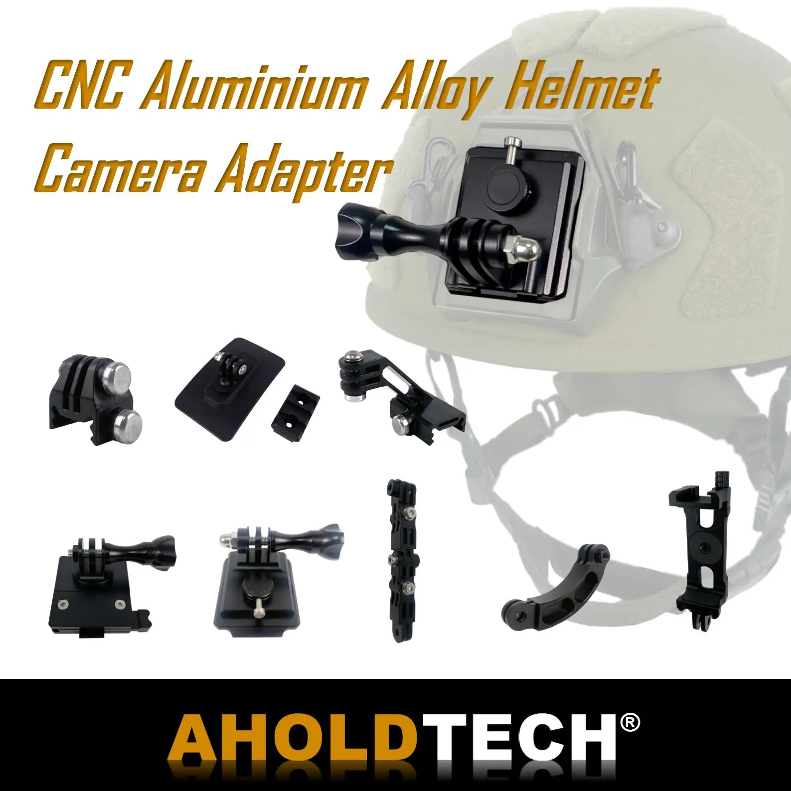 

CNC Aluminium Alloy Helmet Camera Adapter Quick Locking NVG Mount Multi-Directional Fixed Fish Bone Slide ARC Rail Gopro