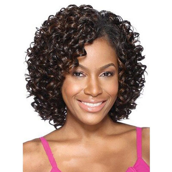 Kinky Curly Wig for Women Party Wig Heat Resistant Short Curly Synthetic Wavy Wig Natural Real Looking Curly Bob Wig