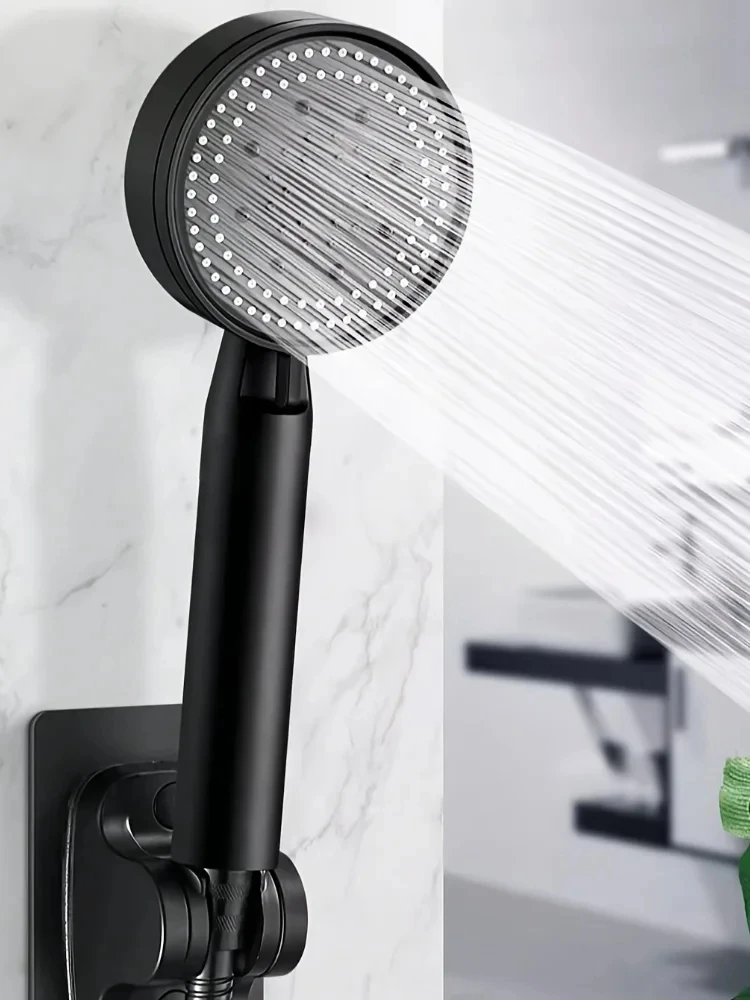 3pc Luxurious Pressurized Handheld Shower Head - 5 Modes Adjustable Water Output, Thermostatic Control, Polished Finish, Hanging