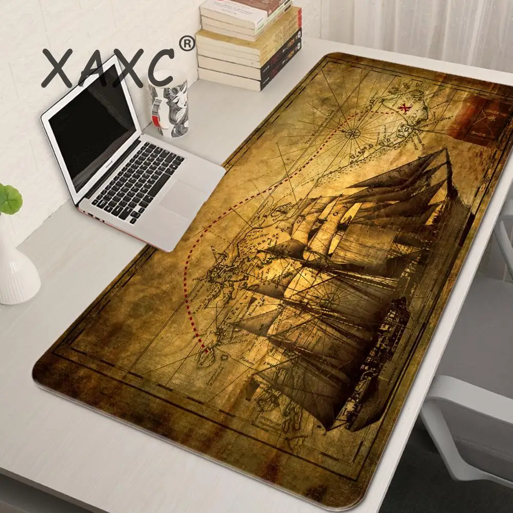 RetroPirateShipNauticalMapArtHDMousePadXxl900x400mmGamingMousePadLargeRouteMousePadNaturalRubberDeskMat-AliExpress7