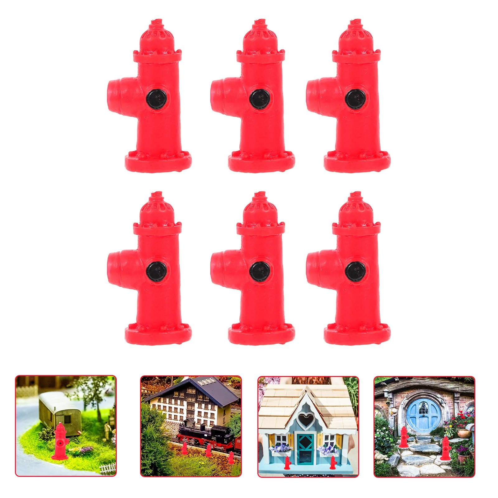 

6 Pcs Fire Hydrant DIY Micro Landscape Model Models Landscaping Statue Emblems Simulated Traffic Sign Desktop