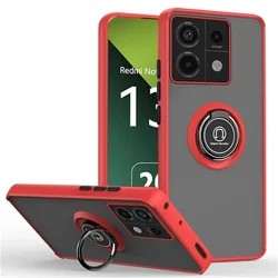 Shockproof Armor Phone Case with Magnetic 360° Rotating Holder Ring Cover for Redmi Note 11s 5G (Red)