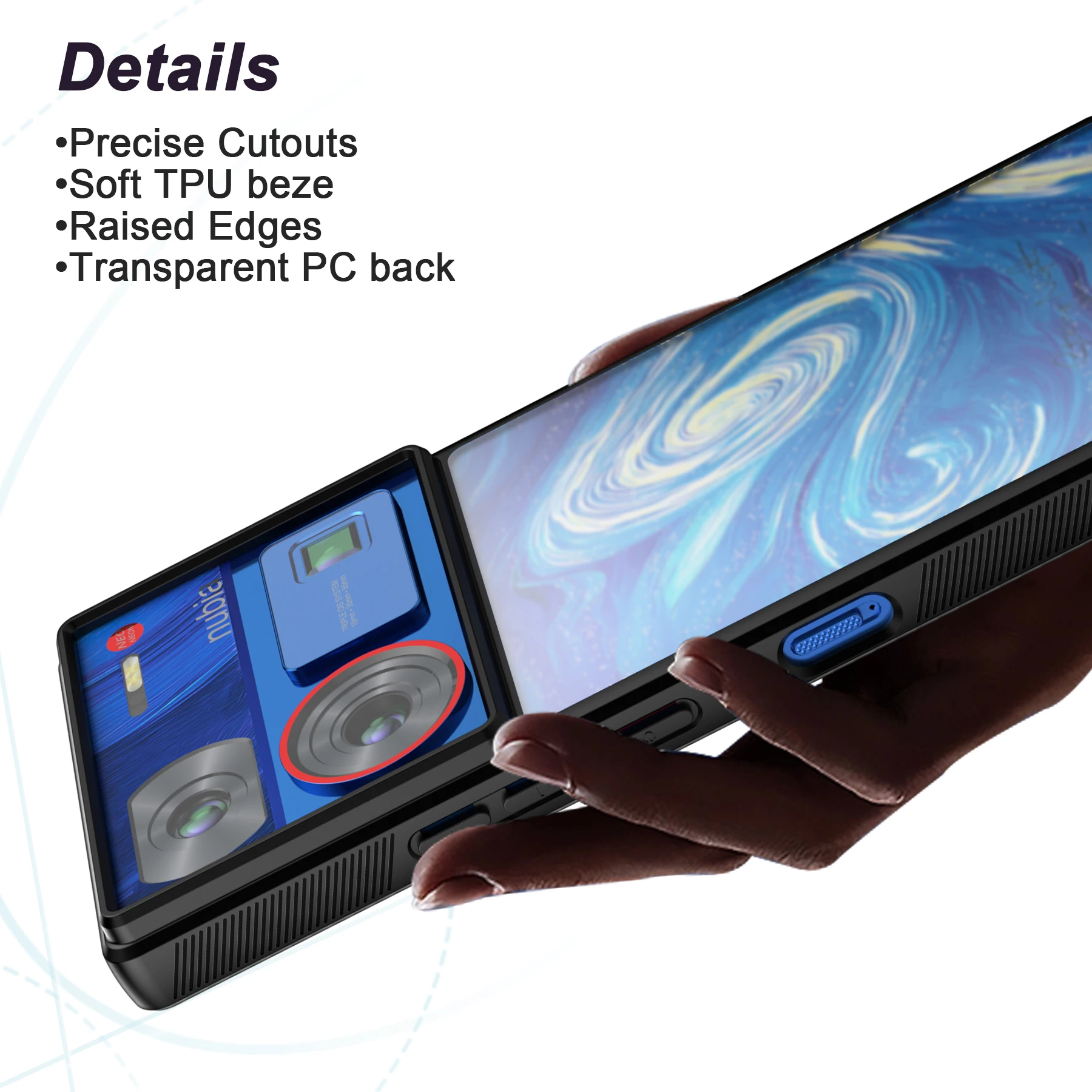 for Nubia Z60 Ultra Case  Slim Fit Translucent Matte Hard PC Back & Soft TPU Bumper Protective [Military-Grade Drop Protection]