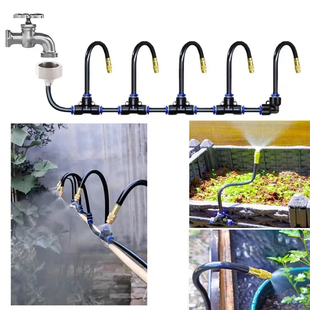 Ingyenes Hajlító Sárga Réz Köd Fúvóka Univerzális Permetező 8 Mm -Es Egyenes Push Retesz Ízületi Kert Nedvesítő Permetezőgép - Image 2