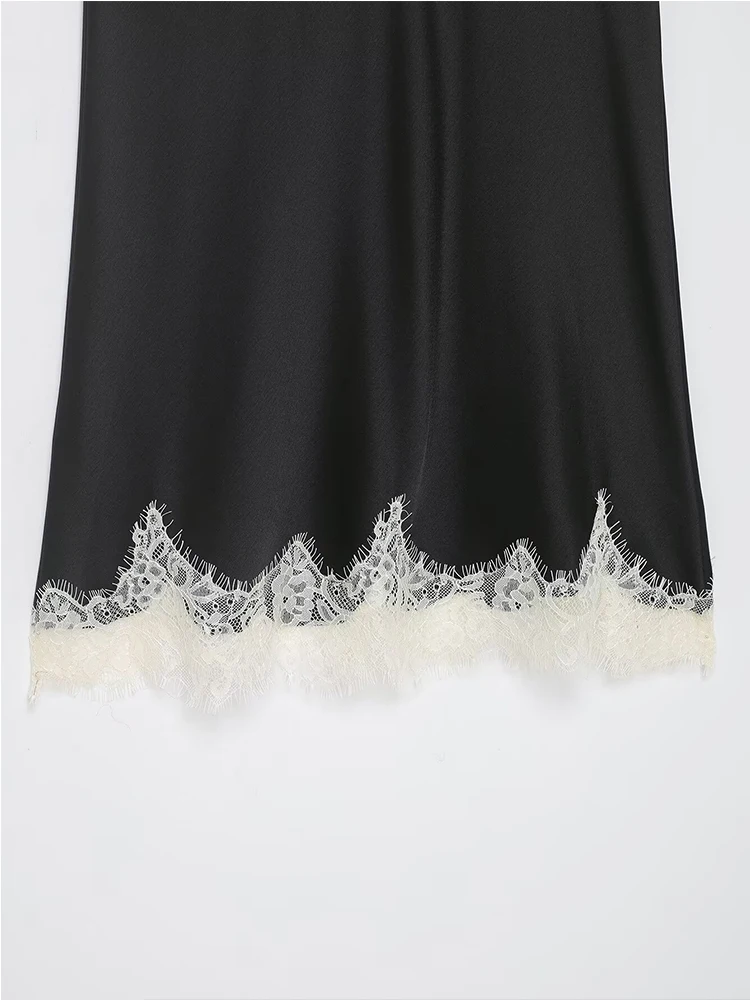 Chic Sexy Lace Sling Tops Women's Sleeveless Backless Satin Elegant Party Top 2026 Summer New Lady Fashion Short Tops ﻿