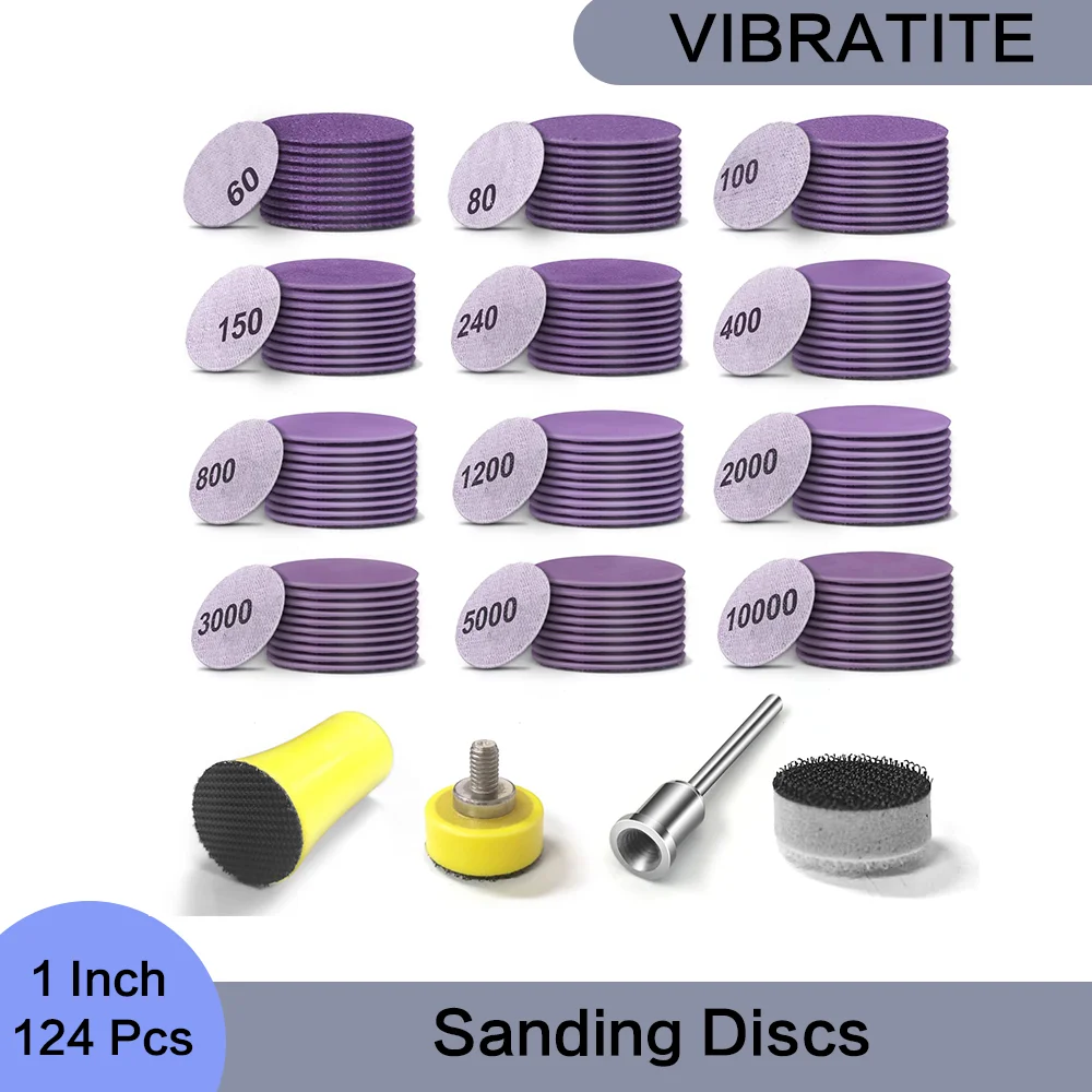 1 Inch 124 Pcs Hook and Loop Wet and Dry Sandpaper 6010000 Grits with