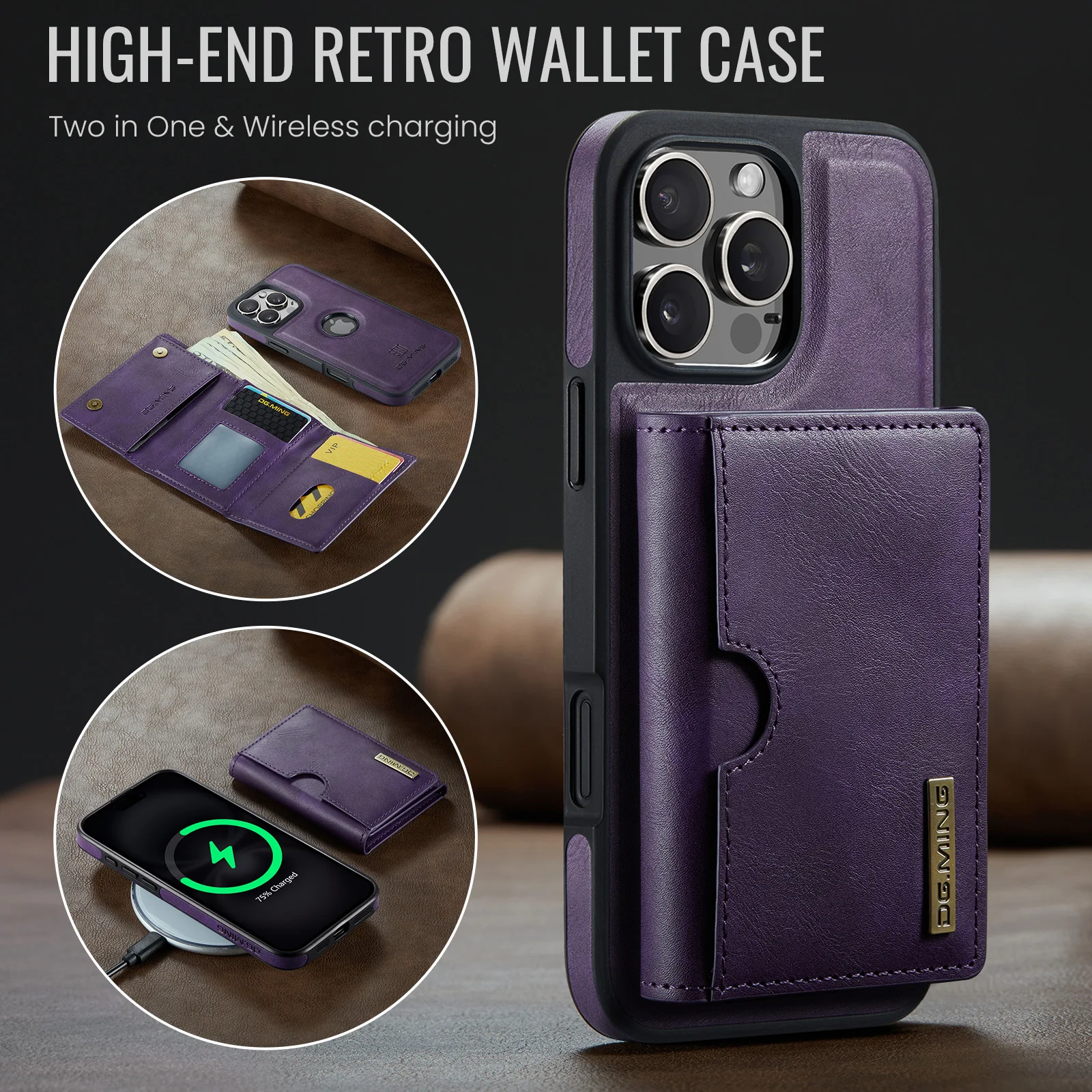 Premium Detachable Magnetic Leather Wallet Phone Case with Card Holder