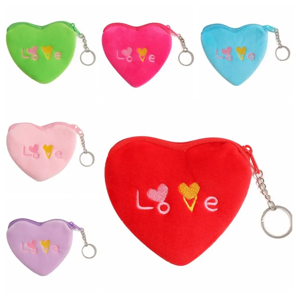 Heart Shaped Plush Heart Plush Wallet Small Wallet Small Plush Plush Coin Wallet Cute Colorful Love Coin Storage Bag Kids