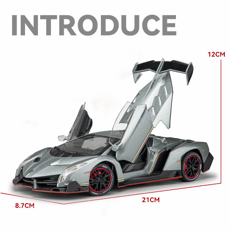 1:24 Lamborghinis Veneno Supercar Alloy Cast Toy Car Model Sound and Light Children's Toy Collectibles Birthday gift 4