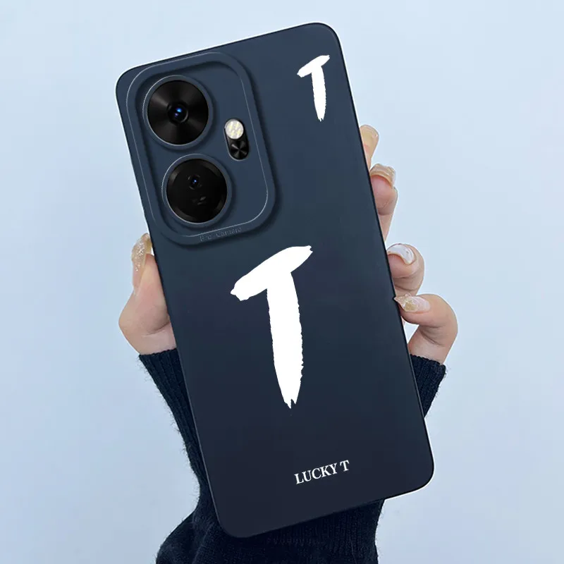 Shockproof Liquid Silicone Soft TPU Case with Lucky Initial Design