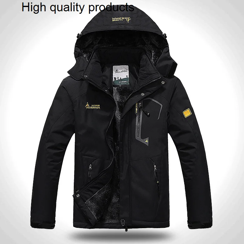 

Мужские Зимние флисовые водонепроницаемые куртки, повседневные толстые бархатные парки, пальто, ветрозащитная уличная теплая куртка с капюшоном для походов, лыж