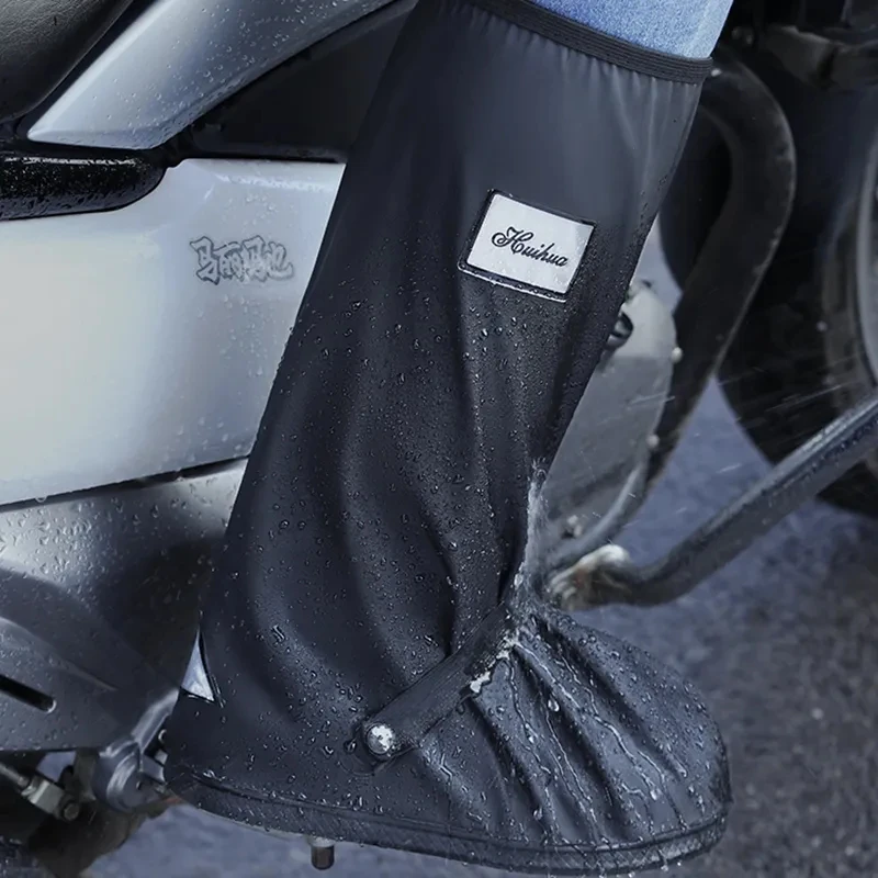 Black New Waterproof Wear-resistant High-tube Motorcycle Rain Boot Covers Outdoor Travel Rain Shoe Covers Motocross Riding Sport bicycle shoe covers