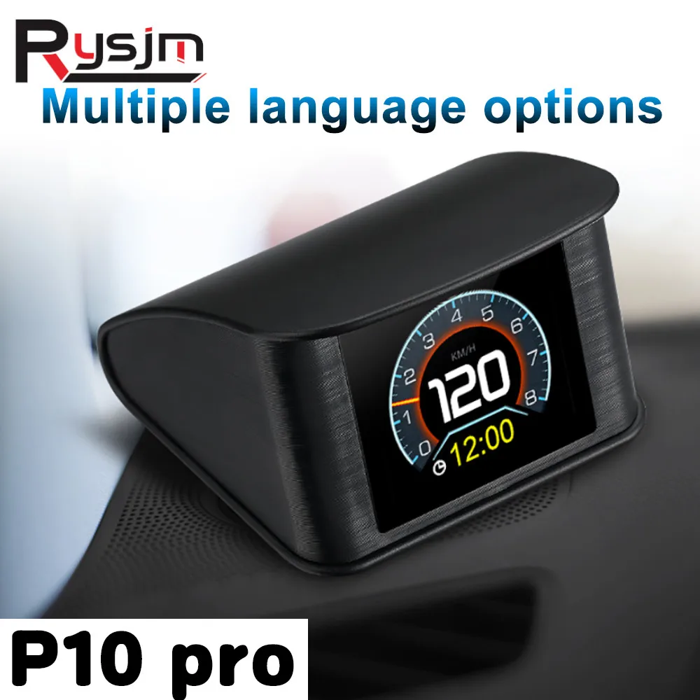 

Умный Цифровой измеритель OBDII P10 PRO, головной дисплей OBD2, бортовой компьютер, цифровой спидометр, многоязычная сигнализация превышения скорости