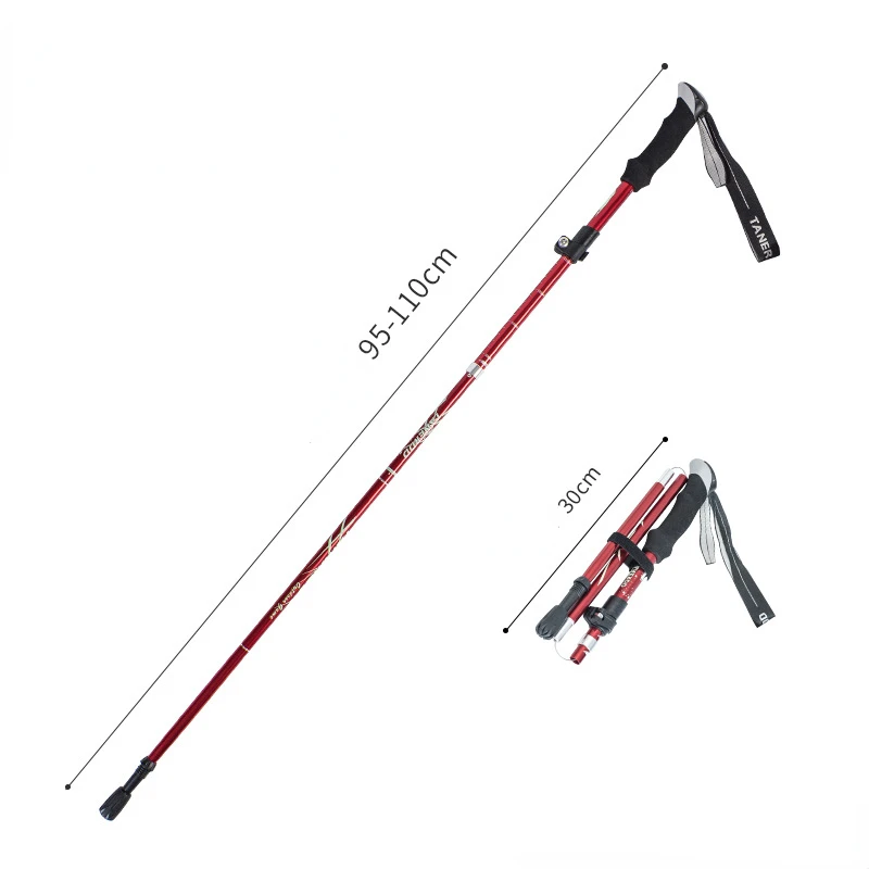 

5-Section Outdoor Fold Trekking Pole Camping Portable Walking Hiking Stick For Nordic Elderly Telescopic Club Easy Put Into Bag