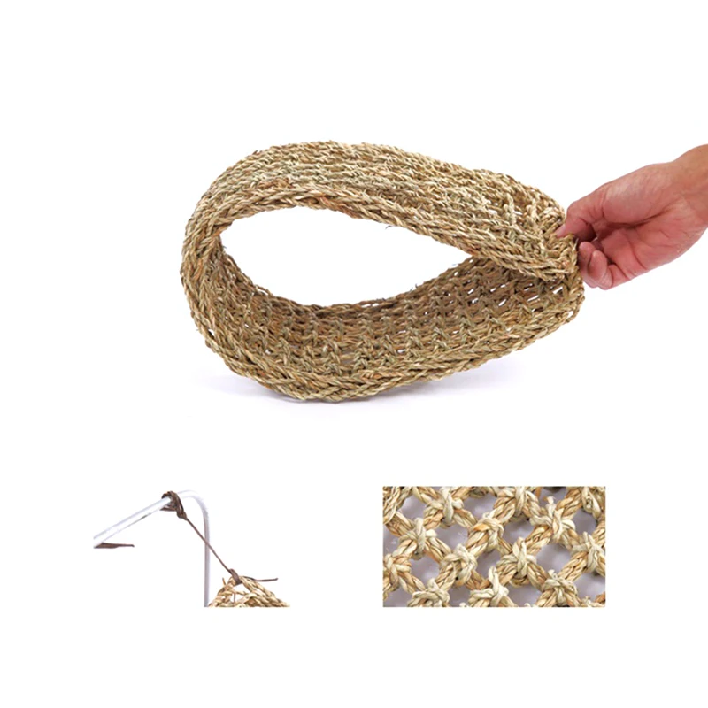 Hand-knitting Seaweed Pad Washable Pet Cushion Bird Ladder Stand Toy Lizard Crawling Shelf Lounger Hammock Small Pet Bed Mat 1x parrot toy,bird toy,bird cage accessories,bird perch stand