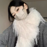 Kawaii Soft Plush Long Scarf Winter Warm Thickened Japanese Plush Tassel Shawl Imitation Fur Scarves Warp Women New Year Gift