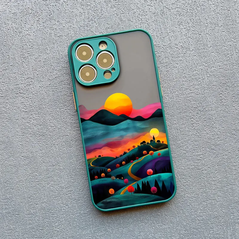 Yellow Sunset Mountain Shockproof Phone Case - Natural Scenery Cover
