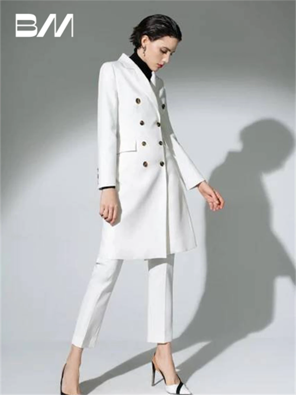 Charming Women's 2 Pieces Suit Set 2024 Two Pieces Pantsuit Blazer Pants Double Breasted Women Tuxedo For Wedding Party