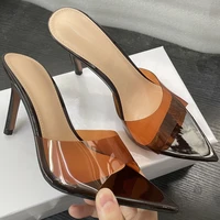 New Summer Women's High-heeled Sandals Transparent High-heeled Slippers Stiletto Pointed Toe Slip-on High-heeled Sandals - Image 2