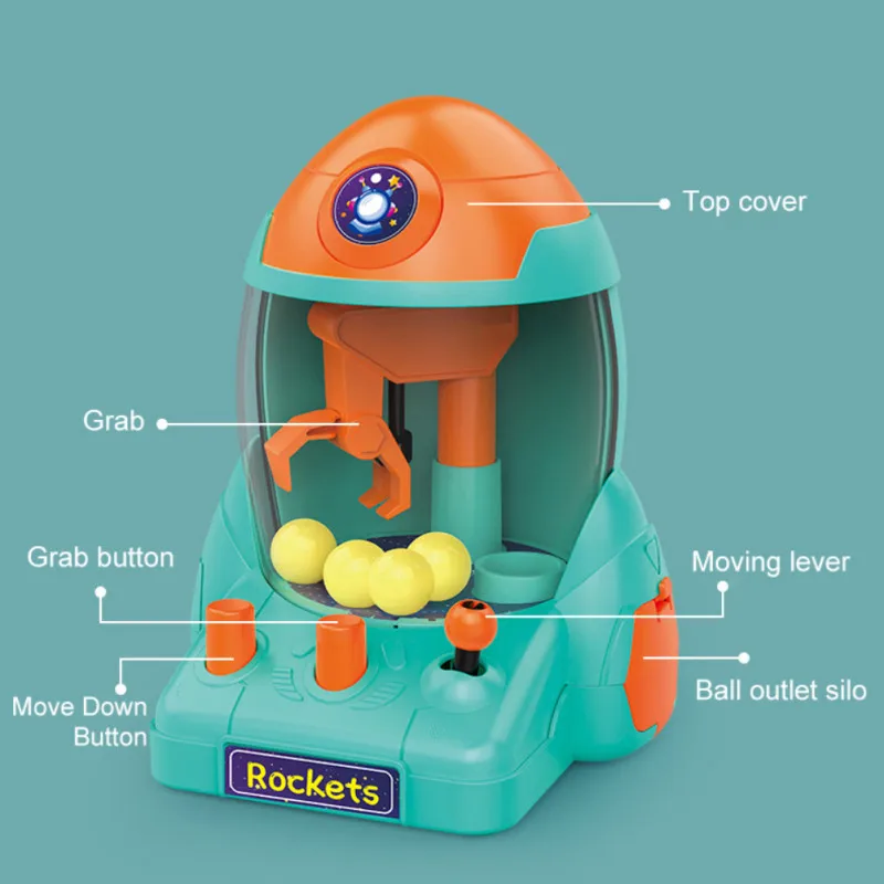 Mini Claw Machine Capsule Rocket Ball Catcher Dinosaur Grabbing Small