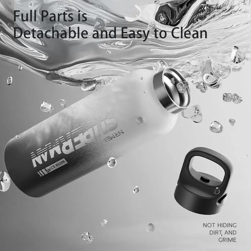 One Hand Open Thermos Bottle, Outdoor Portable Vacuum Flask, Sport Water Bottle with No Screw Lid, Insulated Water Bottle