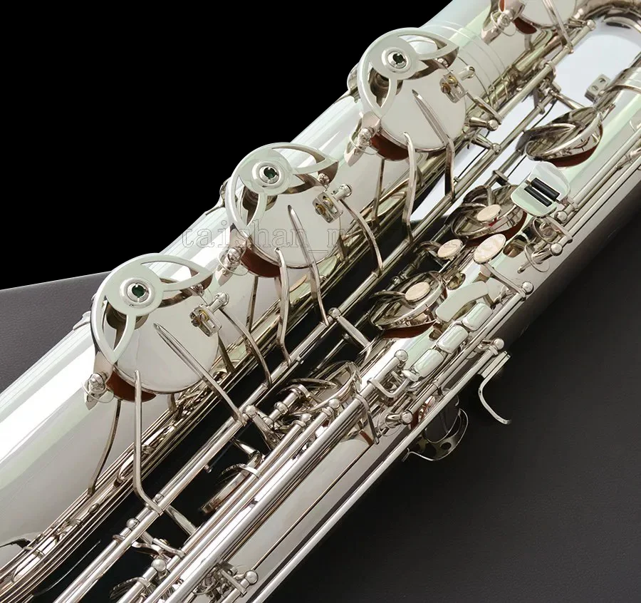 Silver Nickel Baritone Saxophone Eb Sax Free Metal Mouth Engraving Bell