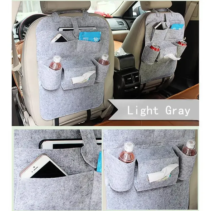 Car Seat Back Storage Bag 1pc Universal Car Back Seat Storage Bag Organizer Trunk Elastic Felt Storage Bag 6 Pockets Organizer Hanging Car Accessories