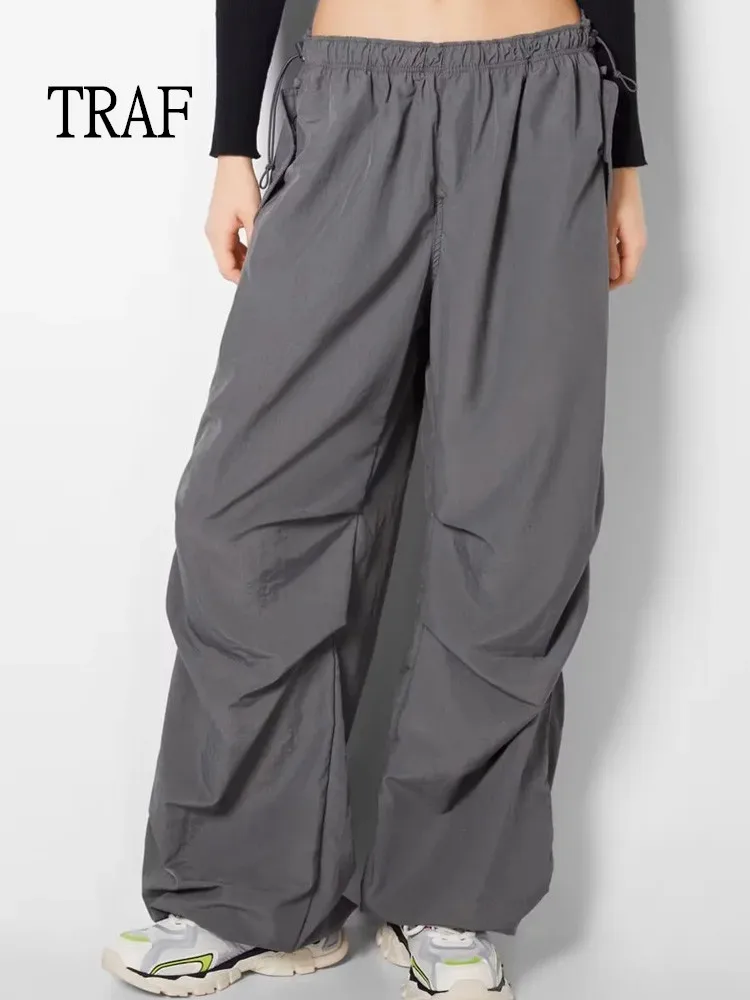 

Брюки-карго женские с боковыми карманами и высокой эластичной талией